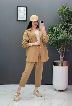 ست مانتو شلوار لینن کمربند Dior