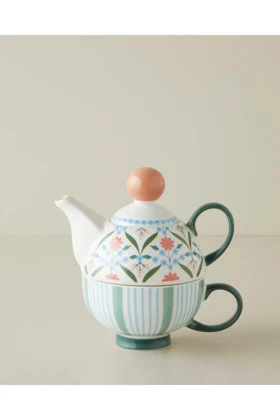 ست قوری English Home مدل Nostalgic Whispers New Bone China - سبز