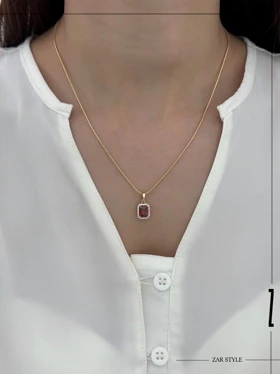 گردنبند نگین مستطیلی یاقوتی