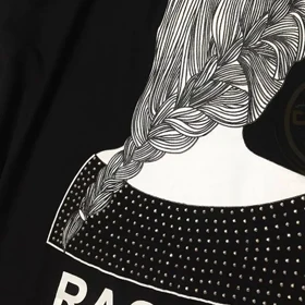 تیشرت زنانه ویسکوز نگین‌دار طرح گیسو