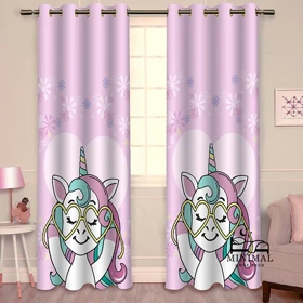 پرده کودک طرح اسب تک شاخ مدل W4639