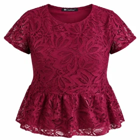 تیشرت زرشکی آستین کوتاه مجلسی وارداتی Cadeau دبی سایز 36 تا 40 کد 3391