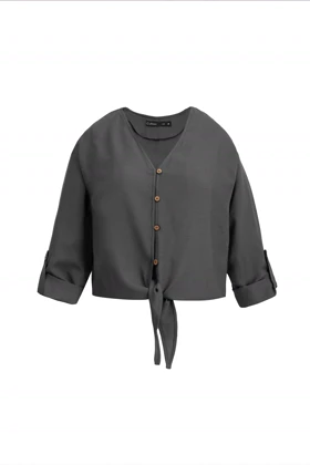 شومیز لینن جلو گره دار - 3174