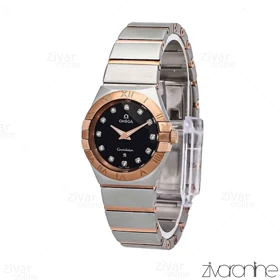 ساعت امگا کانسلیشن زنانه صفحه مشکی ایندکس نگین‌دار 106810