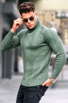 ژاکت بافتنی طرح سبز بنزینی 5769