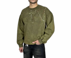 دورس مردانه سبز سنگ شور با چاپ گلدوزی برجسته