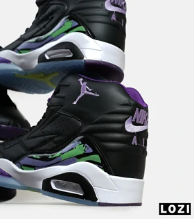 کفش کتانی ساق‌دار مردانه مشکی سبز بنفش Nike air jordan 6
