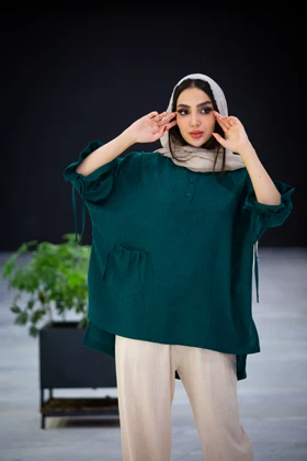 مانتو راه راه جلو بسته گت دار