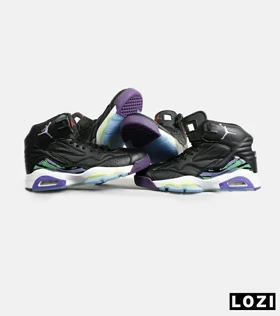 کفش کتانی ساق‌دار مردانه مشکی بنفش سبز Nike air jordan 6