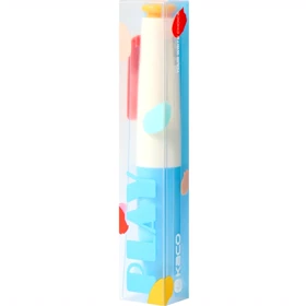 خودکار ژله ای مشکی کاکو KACO مدل k1074 با نوک 0.5 میلی متر (بدنه سفید آبی-جوهر مشکی)