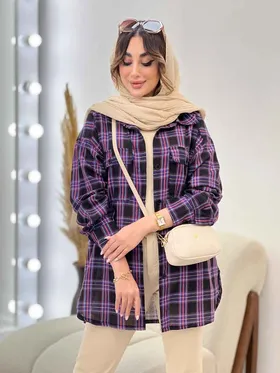 مانتو چهارخونه سرجیب دکمه