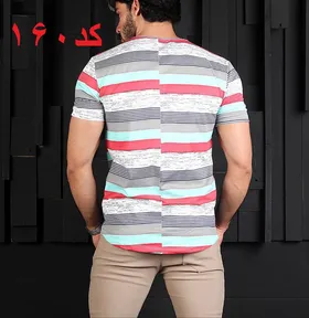 تیشرت راه راه رینگر سرخابی سبزابی