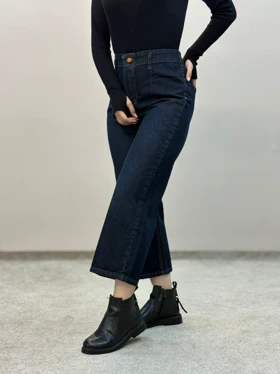 شلوار جین واید سرمه ای خامشور 6185