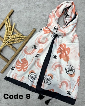 شال نخ پنبه رنگ هلویی 3582