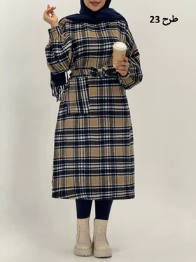 3593-کفتان چهارخونه پشمی