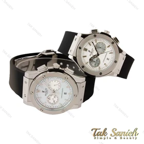 ساعت هابلوت ست سه موتوره سیلور صفحه سفید Hublot-4436-S