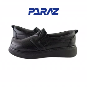 کفش طبی زنانه چرم طبیعی مدل ورس گام رویه طرح دار مشکی کد 207