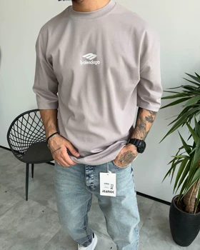 تیشرت یقه گرد چاپی Balenciaga رنگ طوسی