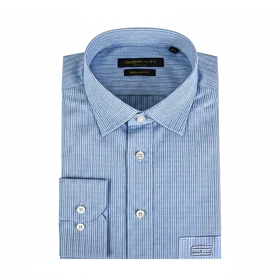 پیراهن مردانه رسمی چهارخونه آبی روشن