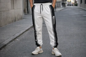 شلوار جاگر سفید دمپاگتر پارچه گلکسی پنبه* فوقالعاده شیک و با کیفیت بالا کد 1