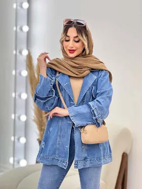 مانتو جین دو جیب پاکتی زاپ‌دار