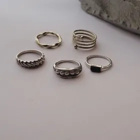 پک انگشتر استیل طرح طناب و مروارید