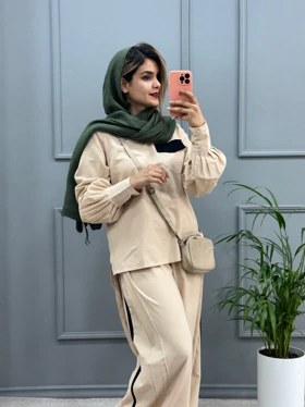 ست مانتو شلوار بغل نواری