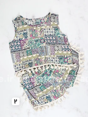 ست تاپ و شورتک نخی طرح سنتی