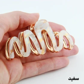 کلیپس دخترانه فلزی مدل موج آبرنگی (سفید)