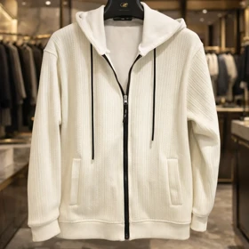 سویشرت فوتر پشمی سفید استخونی تمام خز خاص با عالی ترین کیفیت قواره دار لانگ