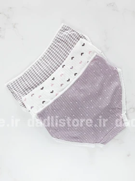 شورت اسلیپ نخ پنبه عروسکی طرحدار سفید یاسی پاپیون و قلب