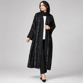 مانتو زنانه عبایی مجلسی راه راه