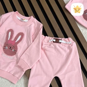 بلوز شلوار نوزادی دخترانه برند NONA خرگوش جنس پنبه مناسب 9 ماه تا 2 سال