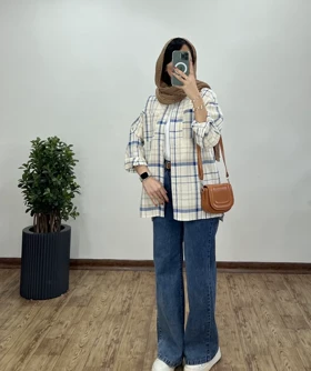 مانتو چهارخونه لینن کنفی 2