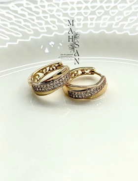 گوشواره ژوپینگ حلقه نگین‌دار زنانه طرح طلا