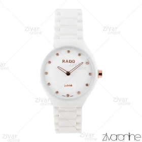 ساعت رادو زنانه سرامیکی سفید ایندکس نگین‌دار 102190