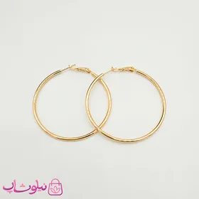 گوشواره حلقه‌ای ژوپینگ ساده طلایی قطر 5.5 سانت
