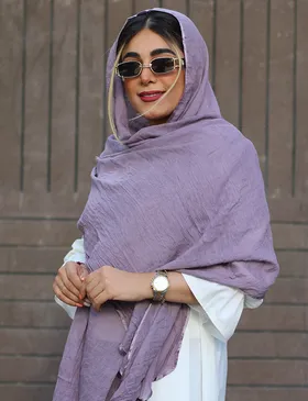 شال نخی لینن با حاشیه نوار دوزی شده دایانا