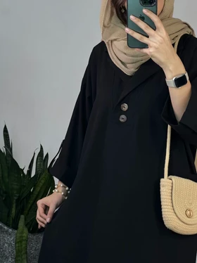 مانتو بلند لینن آپامه مشکی