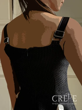 پیراهن دکلته مخمل طرح حصیری