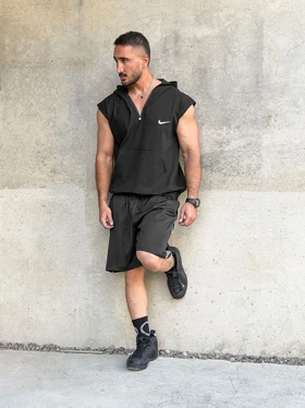 هودی کلاهدار ورزشی نیم زیپ NIKE مشکی