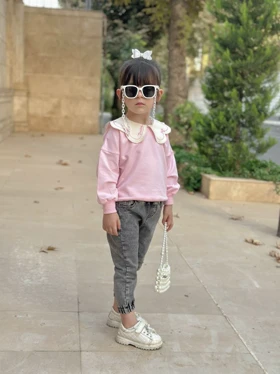 بلوز تک دخترانه یقه دار