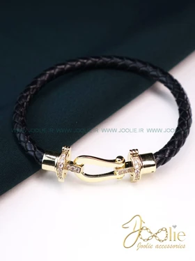 دستبند زنانه چرمی امگا کد B2187 (مشکی)