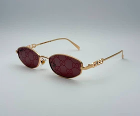 عینک‌آفتابی زنانه ترند وجدیدلوکس گوچی GUCCIمدل SG-0027f (طلایی زرشکی مارک دار)