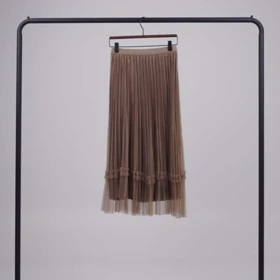 دامن توری نوار مروارید (شکلاتی)