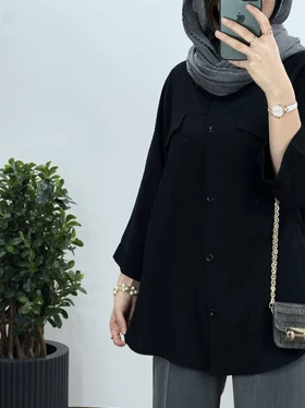 مانتو دکمه دار برکه مشکی