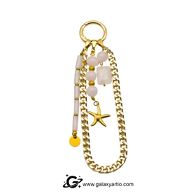 چارم سنگی رز کوارتز (طلایی)