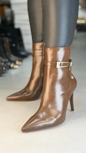 6397 - نیم بوت پاشنه سگک نگینی 6397