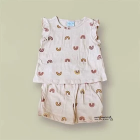 تیشرت و شلوارک نوزادی دخترانه طرح رنگین کمان