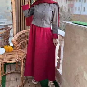 کت دامن کشمیر بافت و مخمل کبریتی